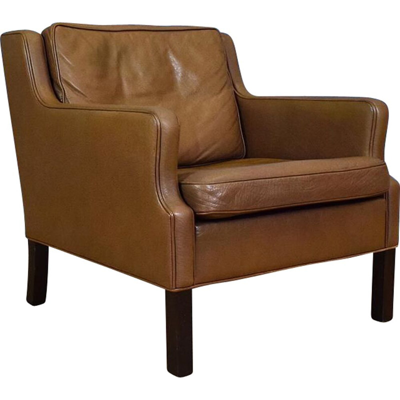 Vintage Lounge Armchair in Brown Leather Danish 1960s-70s