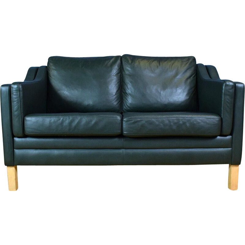 Vintage Danish Green Leather sofa by Mogensen