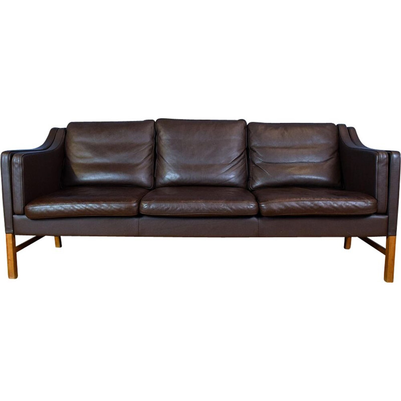 Vintage Danish sofa in Brown Leather by Mogensen