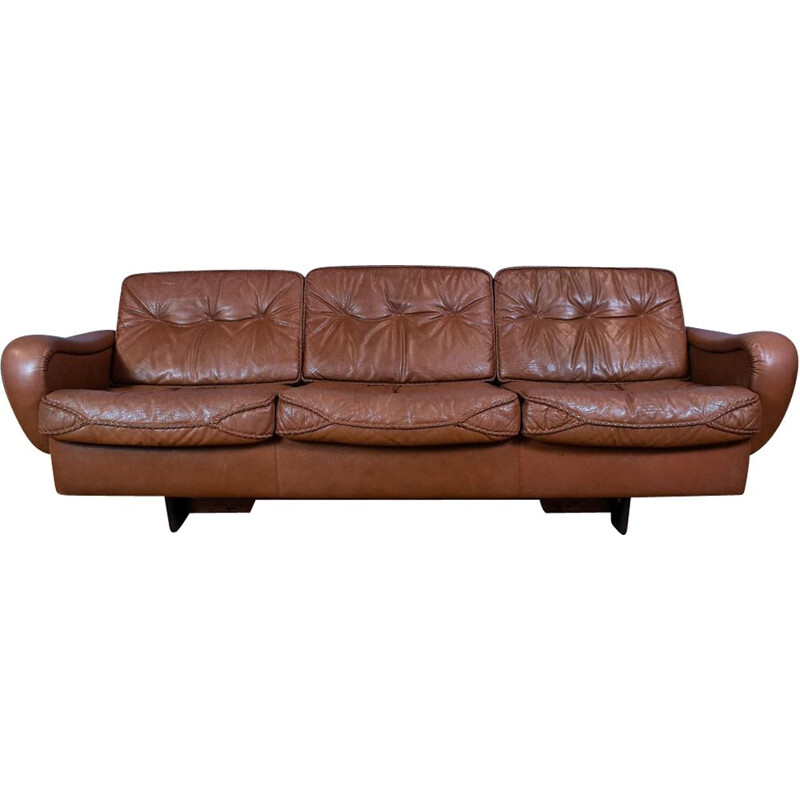 Vintage Danish sofa Brown Leather, by SofaMadsen & Schubell 70s