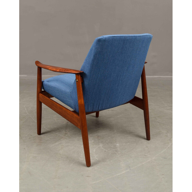 Fauteuil lounge bleu en teck, Arne VODDER - 1950