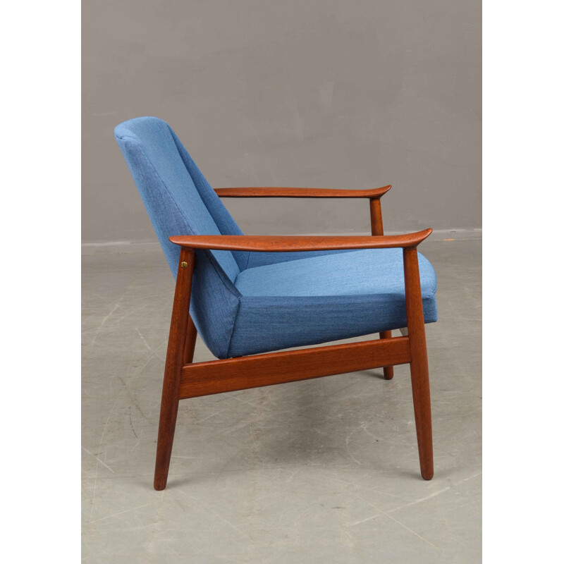 Blue lounge chair in teak, Arne VODDER - 1950s