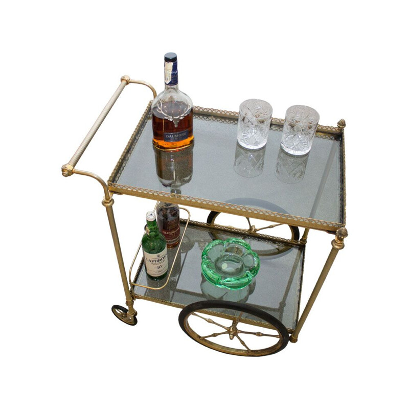 Vintage Serving Bar Cart in Brass French 1960s