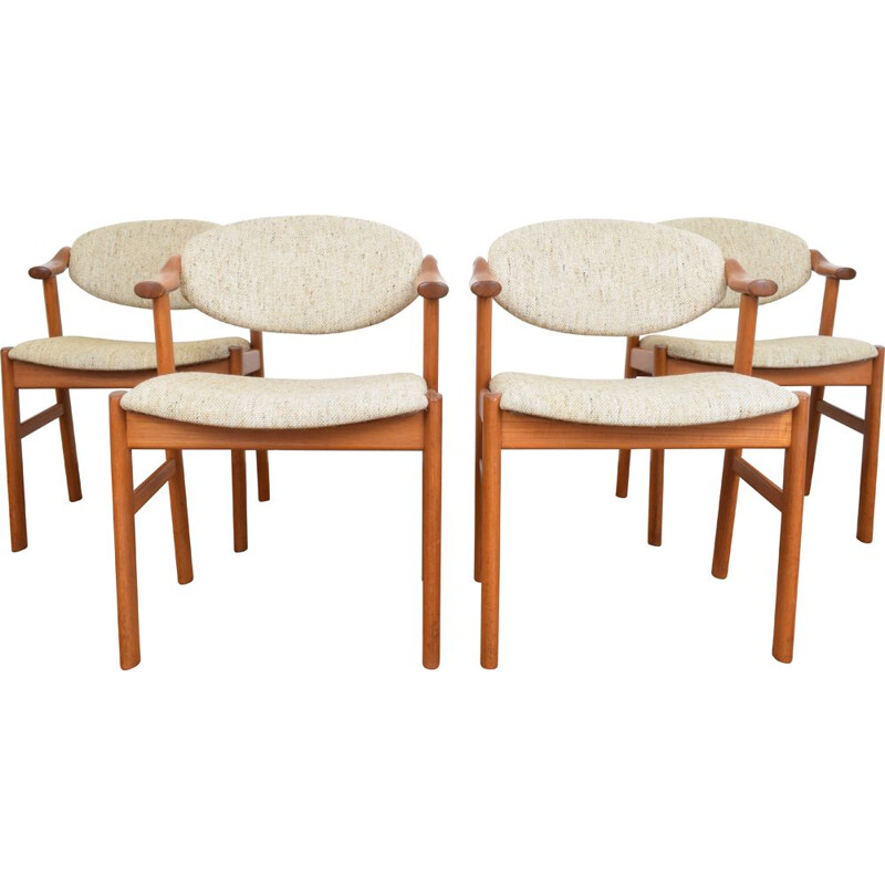 Série de 4 chaises à repas vintage par Kai Kristiansen pour Schou Andersen, danois années 1960
