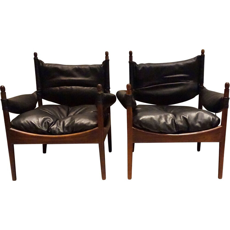 Pair of vintage armchairs Modus in rosewood by Kistian Vedel for Soeren Williadsen Scandinavian 1963