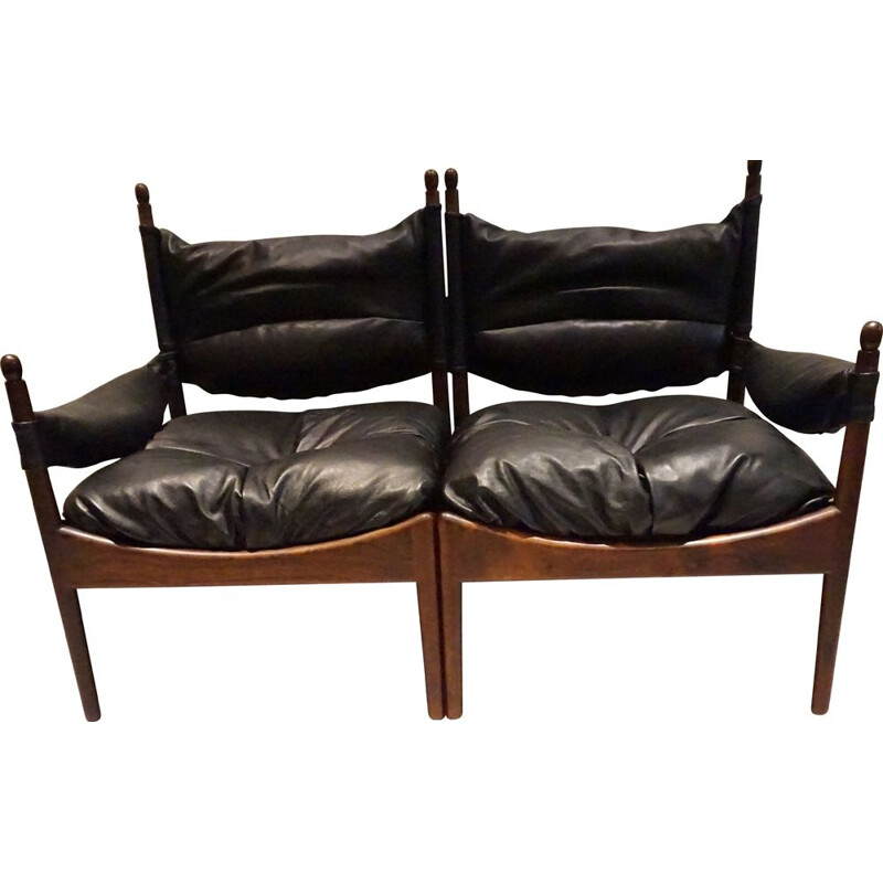 Vintage Bench Modus in rosewood and leather by Kristian Vedel for Soeren Willadsen Scandinavian 1963
