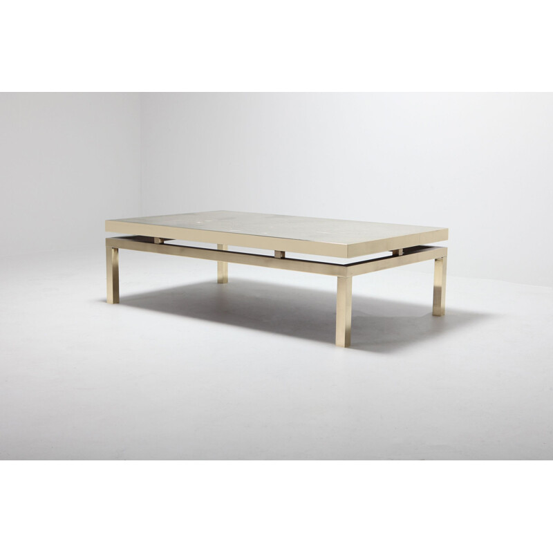 Vintage coffee table in brass by Willy Daro, 1970s