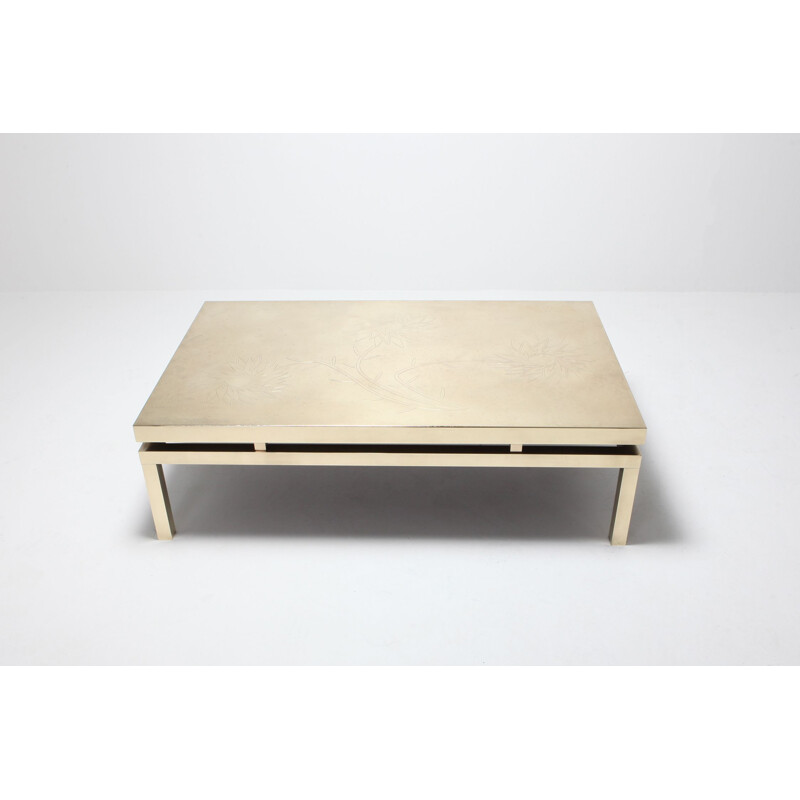 Vintage coffee table in brass by Willy Daro, 1970s