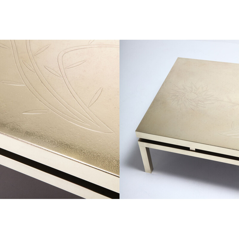 Vintage coffee table in brass by Willy Daro, 1970s