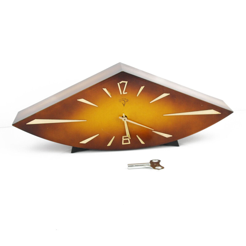 Vintage Mechanical fireplace clock by the USSR Vesna, 1950s.