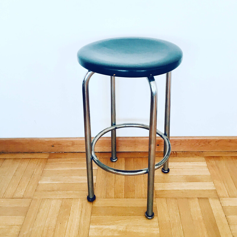 Black Functionalist Barstool 1940s