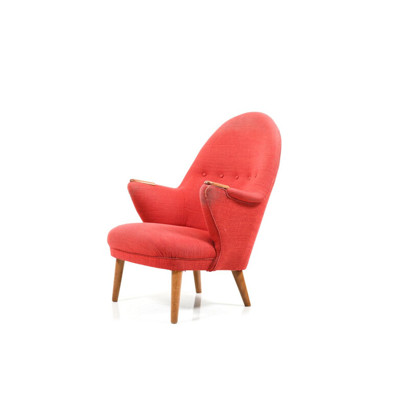 Fauteuil vintage danois rouge 1950