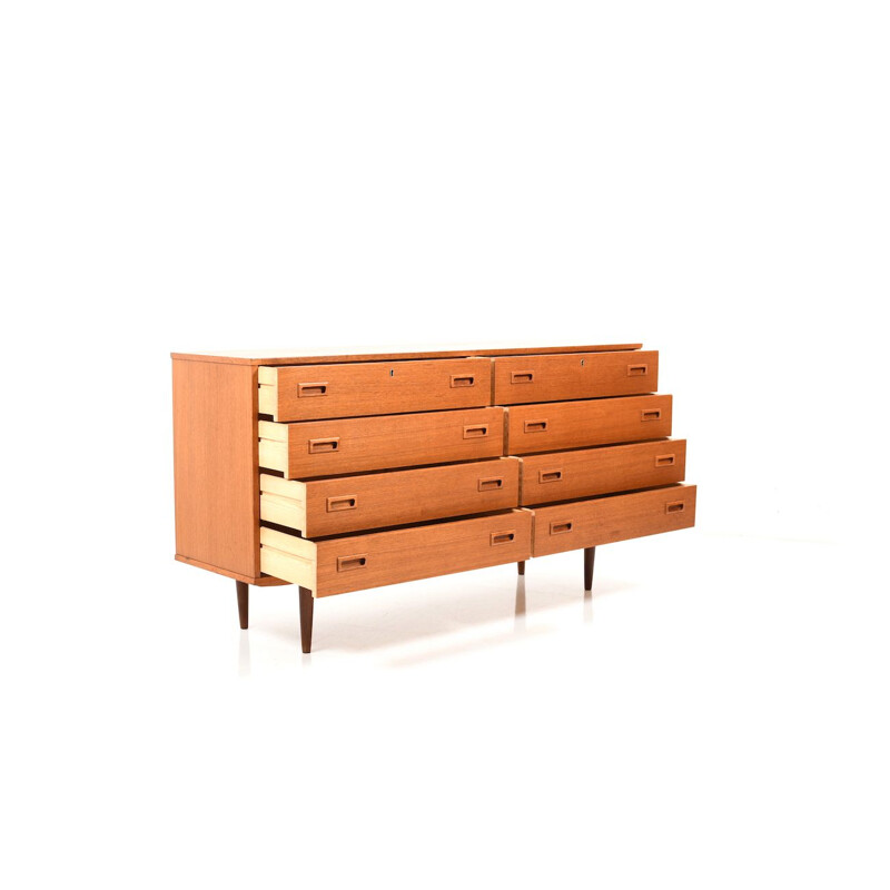 Vintage danish sideboard in teak with 8 drawers,1960