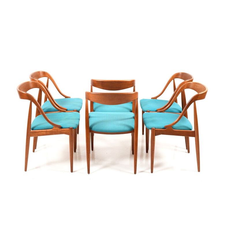 Set of 6 vintage dining chairs in teak by Johannes Andersen, model 16,1950