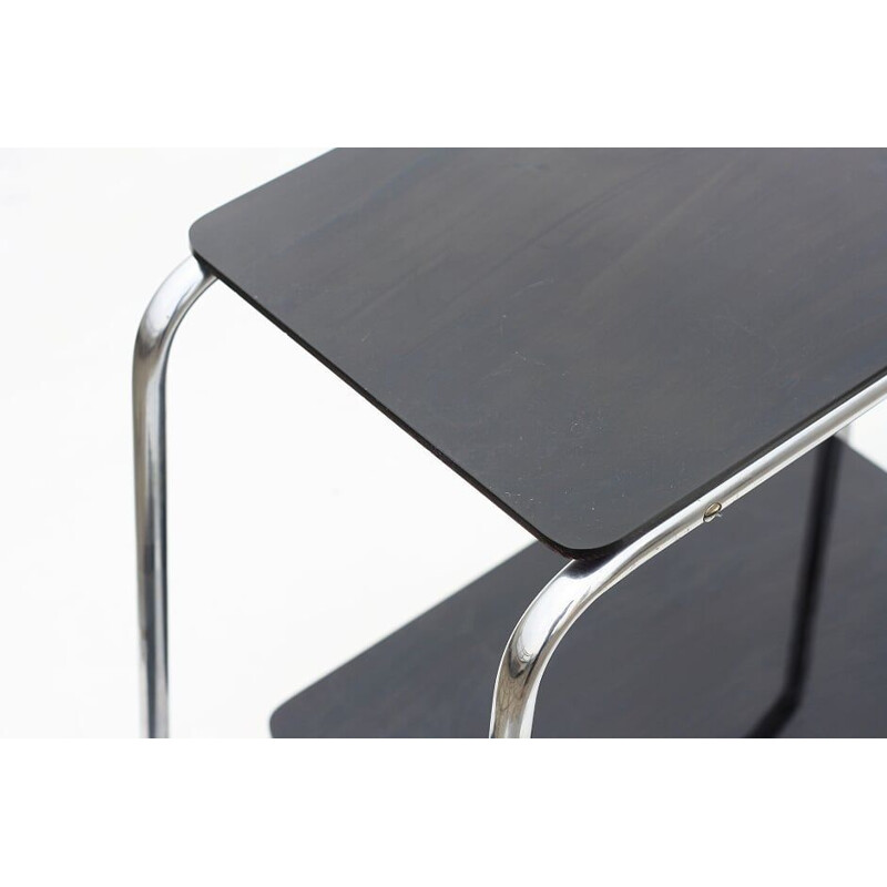 Vintage black side table in steel and glass from the 50s