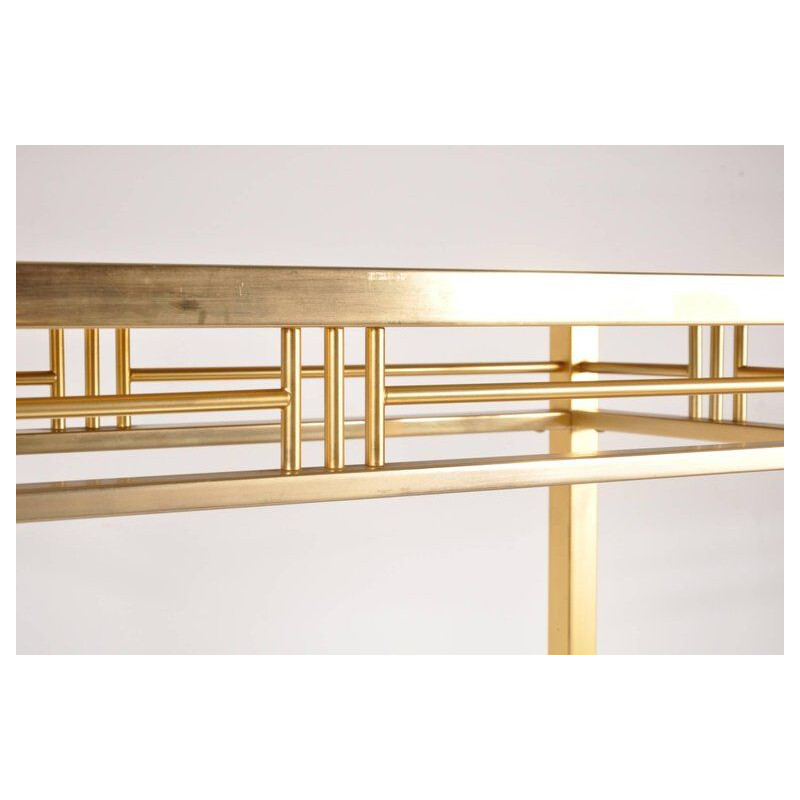 Vintage smoked glass shelf creating a wonderful luxurious style in brass and smoked glass, Belgian 1970