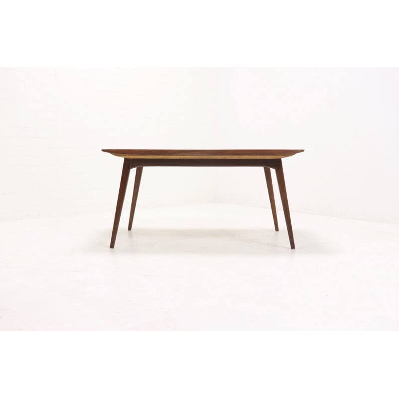 Vintage extendable dining table in teak by Louis van Teeffelen for Web,1950