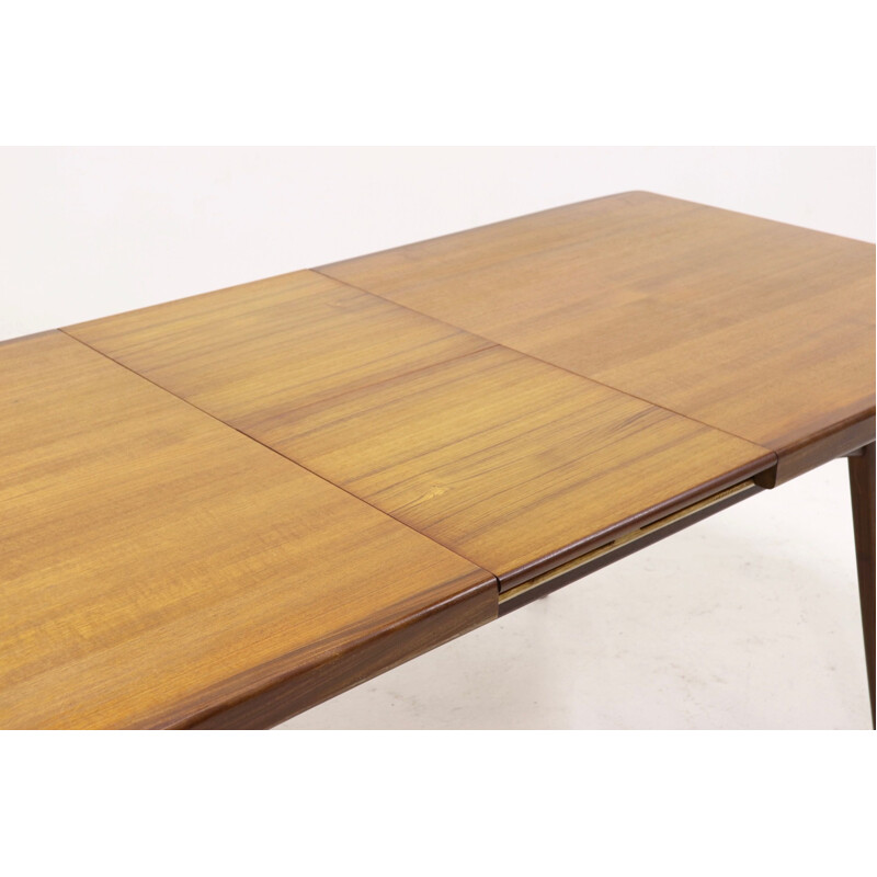 Vintage extendable dining table in teak by Louis van Teeffelen for Web,1950