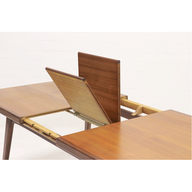 Vintage extendable dining table in teak by Louis van Teeffelen for Web,1950