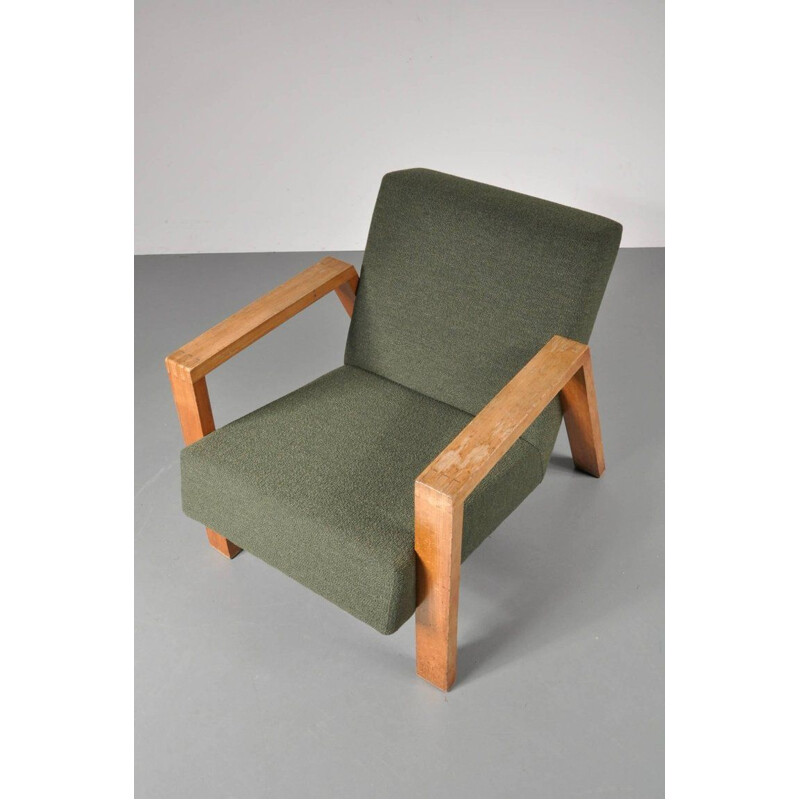 Sillón verde vintage modelo A-20 de Groep para Goed Wonen,1940