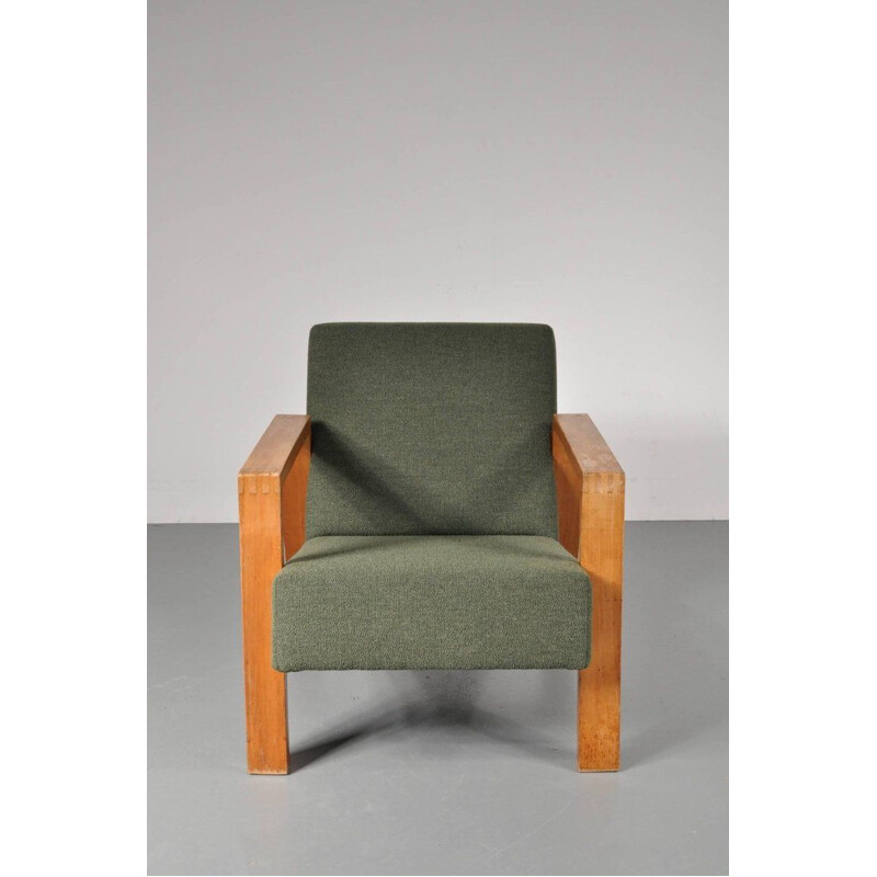 Groene vintage fauteuil model A-20 van Groep voor Goed Wonen,1940