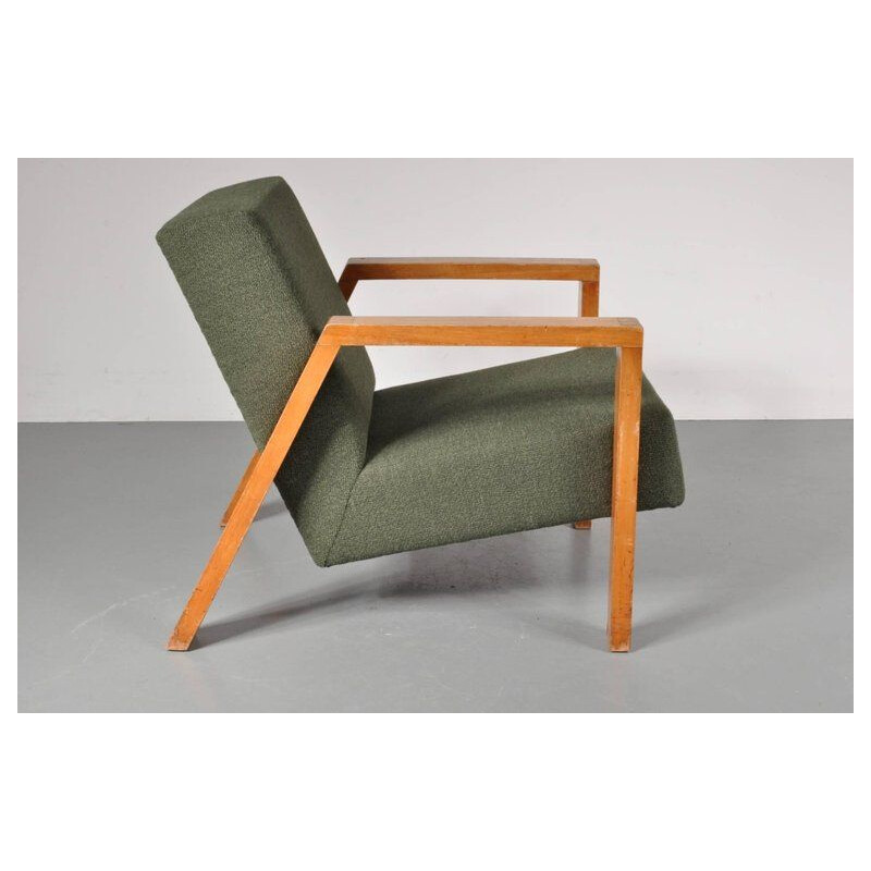 Vintage green armchair model  A-20 by Groep for Goed Wonen,1940