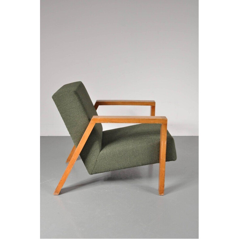 Cadeira de braços verde vintage modelo A-20 da Groep para Goed Wonen,1940