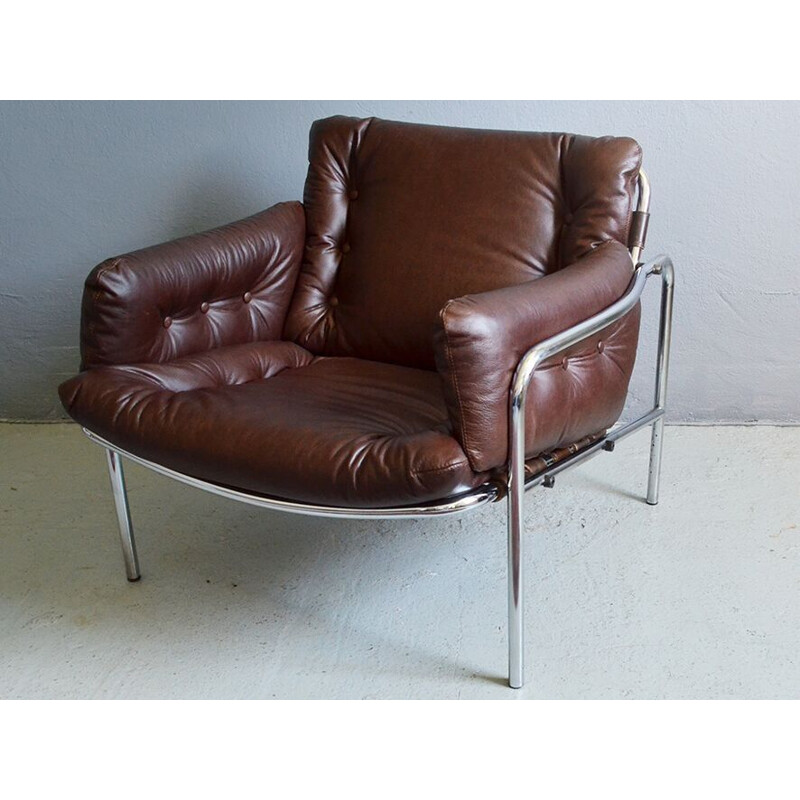 Fauteuil vintage Osaka marron par Martin Visser,1960