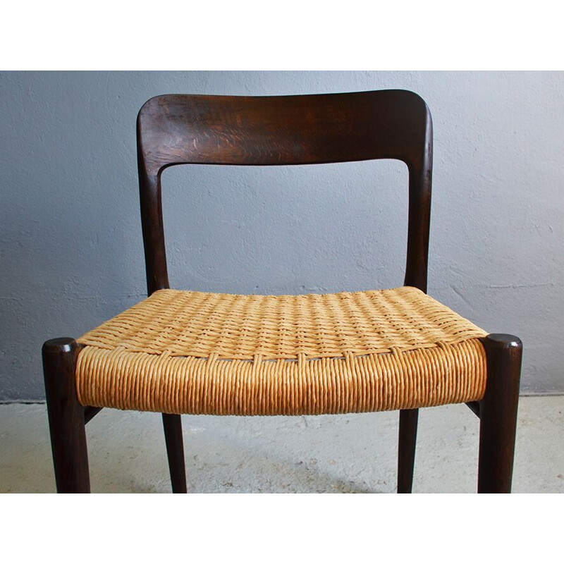 Set of 4 dining chairs in oak by Niels Moller, model 75,1960