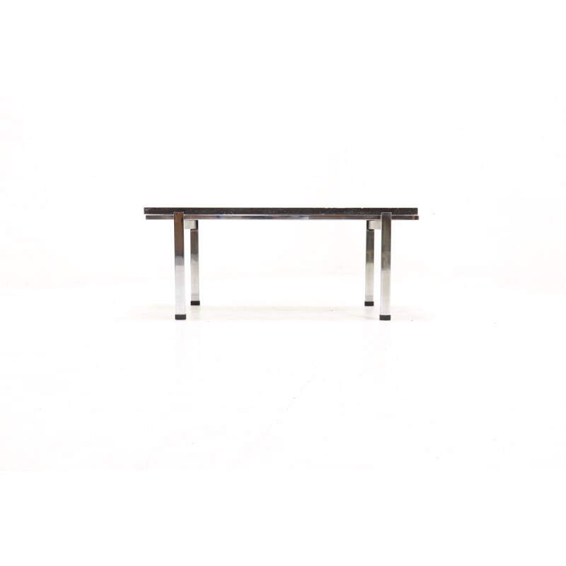 Vintage limestone and chrome metal coffee table, 1960