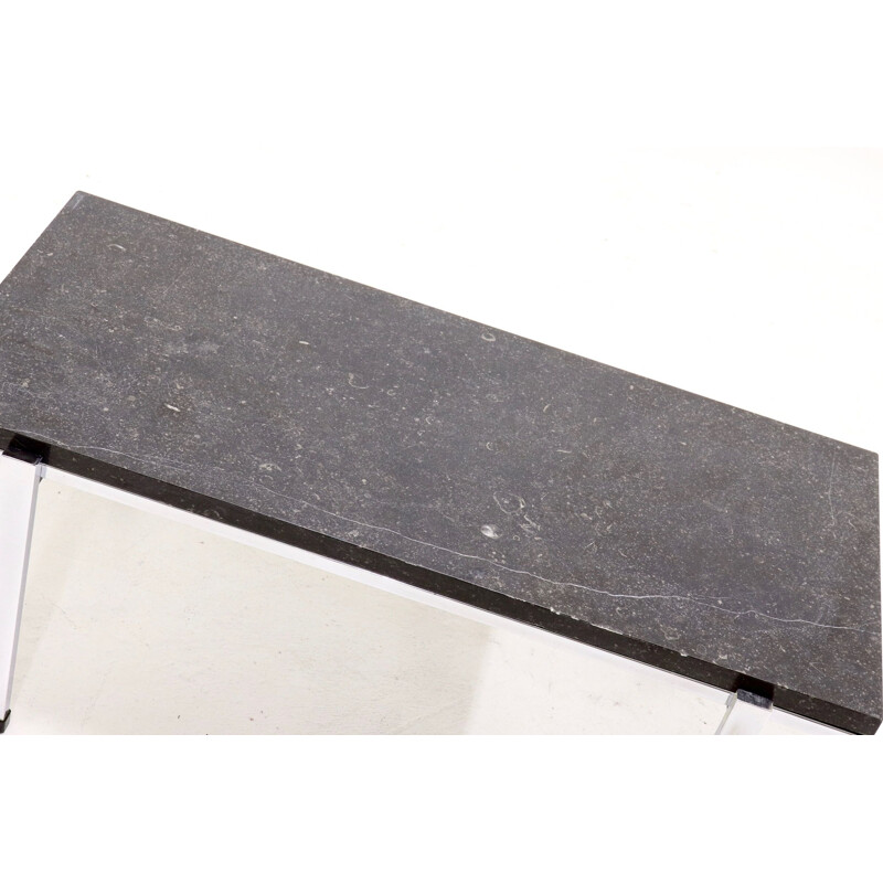 Table basse vintage en calcaire et métal chromé, 1960