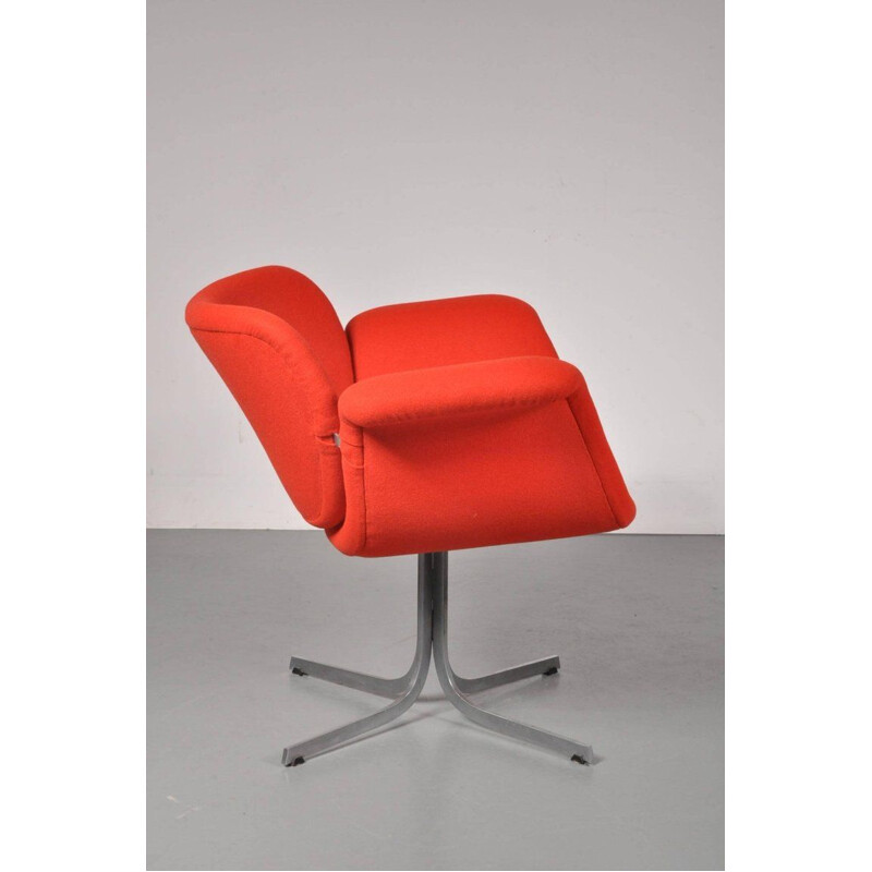 Vintage red tulip armchair  by Pierre Paulin for Artifort 1st edition,1950