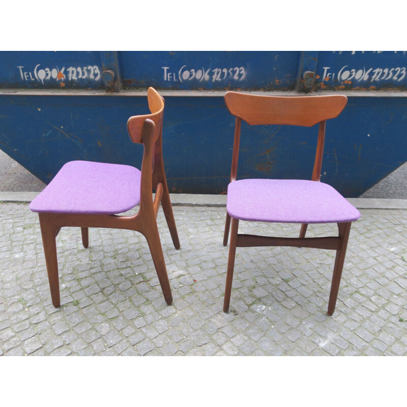 Paire de chaises vintage violettes en teck par Schionning et Elgaard 1960s