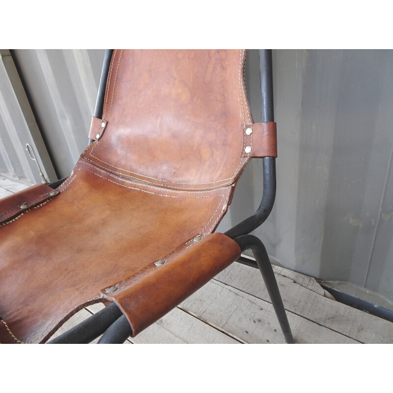 Pair of vintage chairs in leather France 1960s