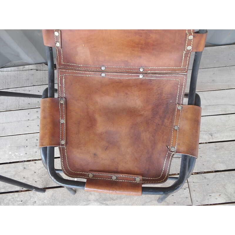 Pair of vintage chairs in leather France 1960s