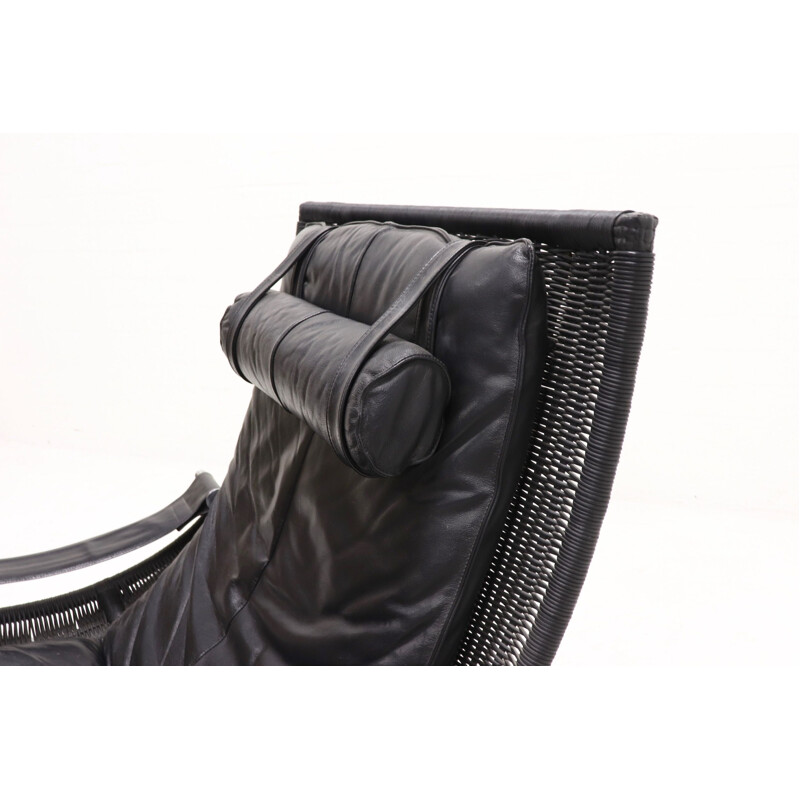 Vintage armchair black leather by Gerard van den Berg for Rohé