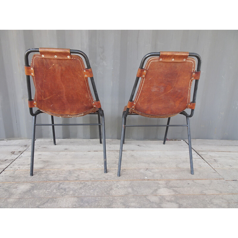 Pair of vintage chairs in leather France 1960s