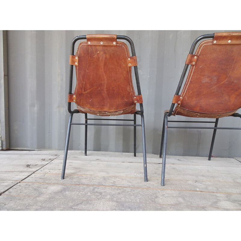 Pair of vintage chairs in leather France 1960s