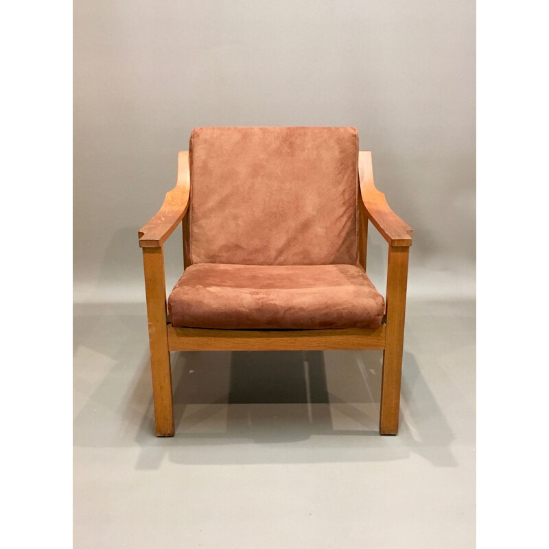 Vintage armchair scandinavian in teak and fabric 1950