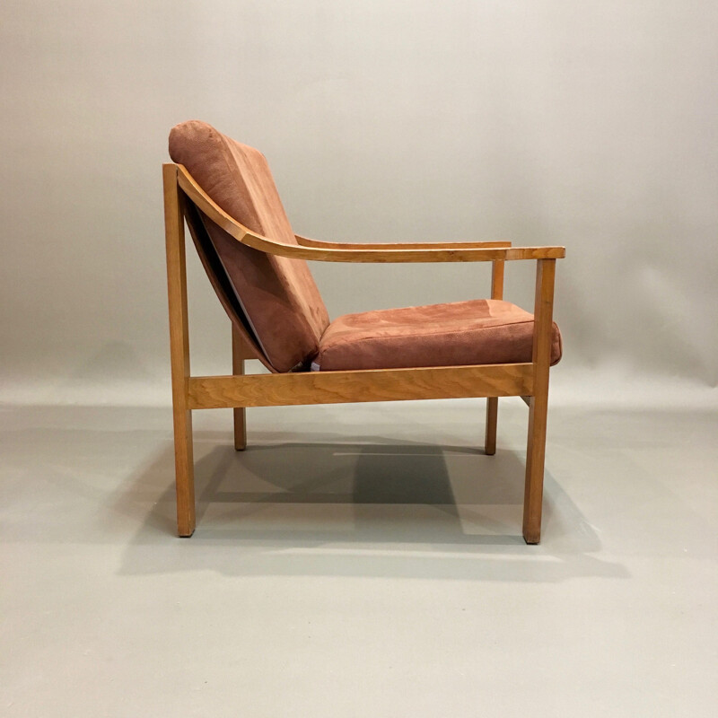 Vintage armchair scandinavian in teak and fabric 1950