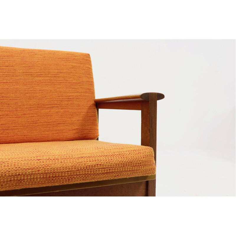 Vintage sofa Capella for Eilersen in orange fabric and teak 1960