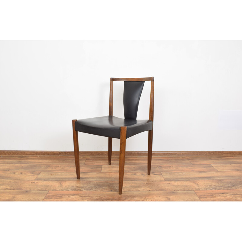 Vintage danish teak chair in black leather and teak 1960