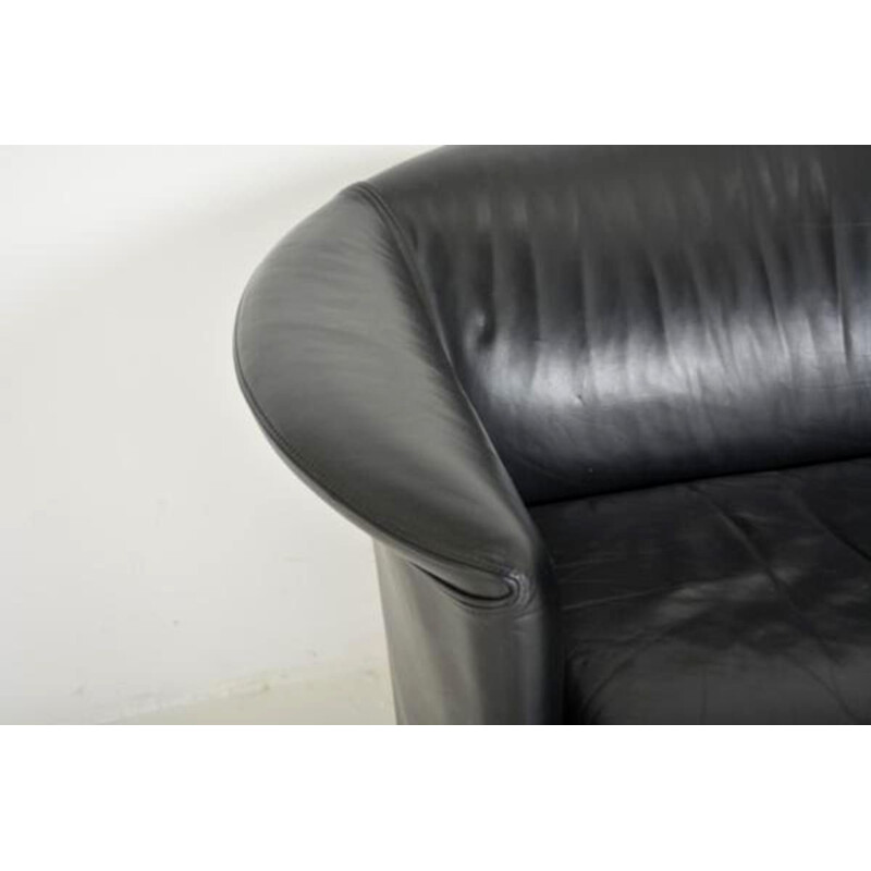 Vintage italien Aura sofa for Wittmann in black leather 1960