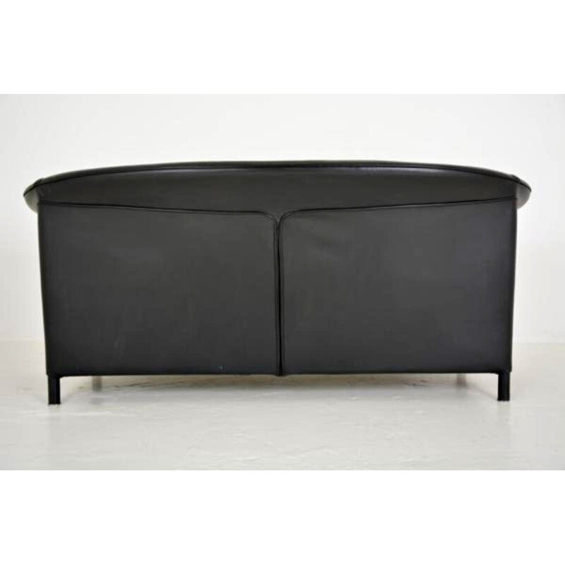 Vintage italien Aura sofa for Wittmann in black leather 1960