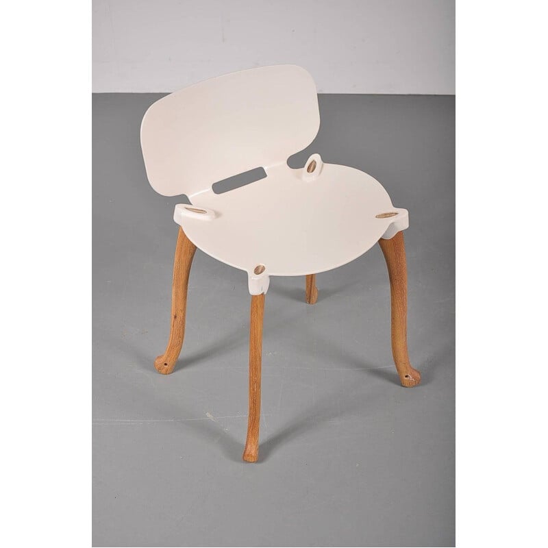 Ensemble de 6 chaises vintage Axe pour Studio Weltevree en aluminium blanc et bois