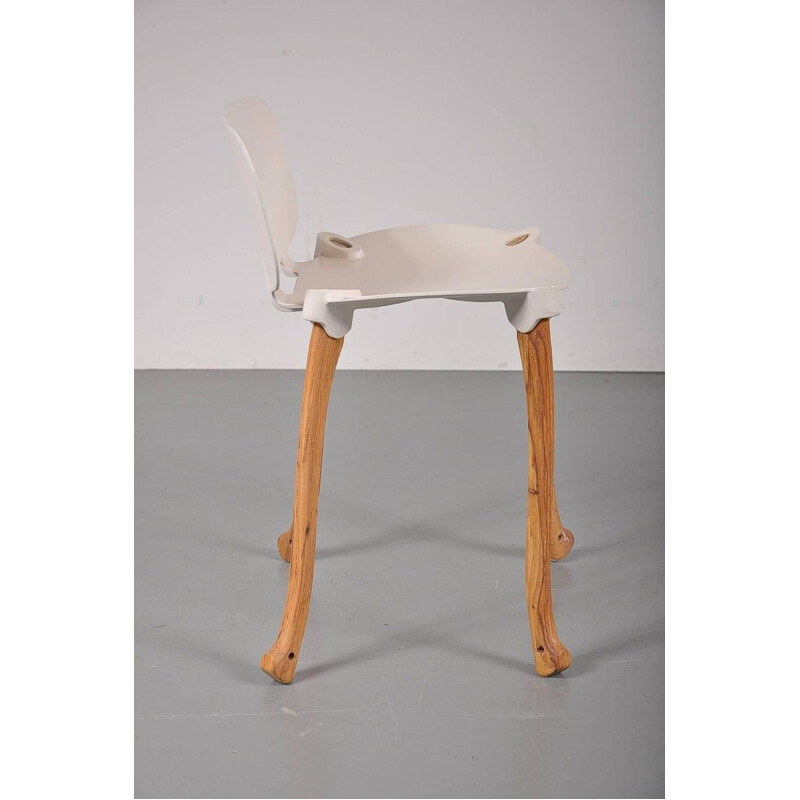 Ensemble de 6 chaises vintage Axe pour Studio Weltevree en aluminium blanc et bois