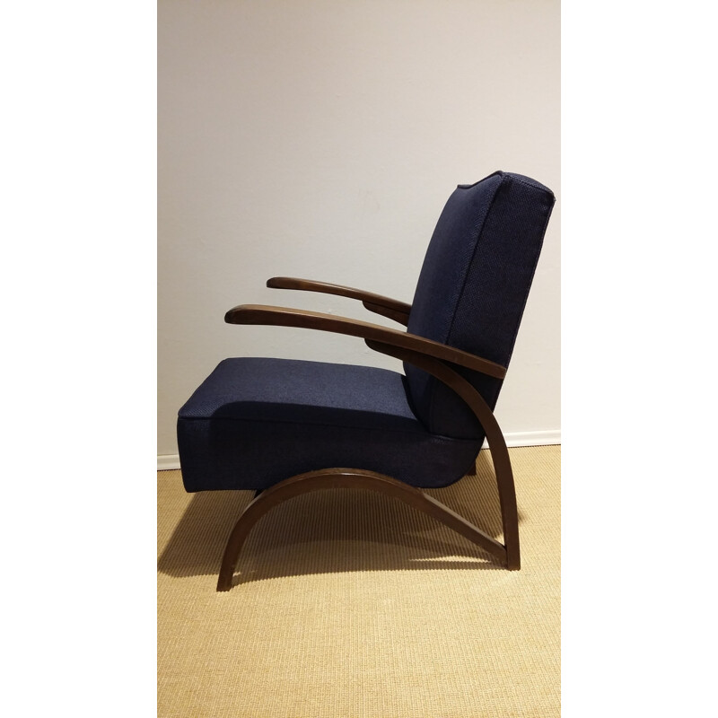 Pair of dark blue armchairs, Jindrich HALABALA - 1930s