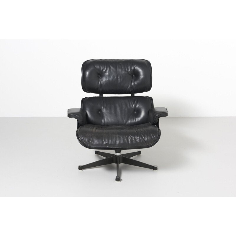 Vintage black Eames lounge chair by Charles and Ray Eames