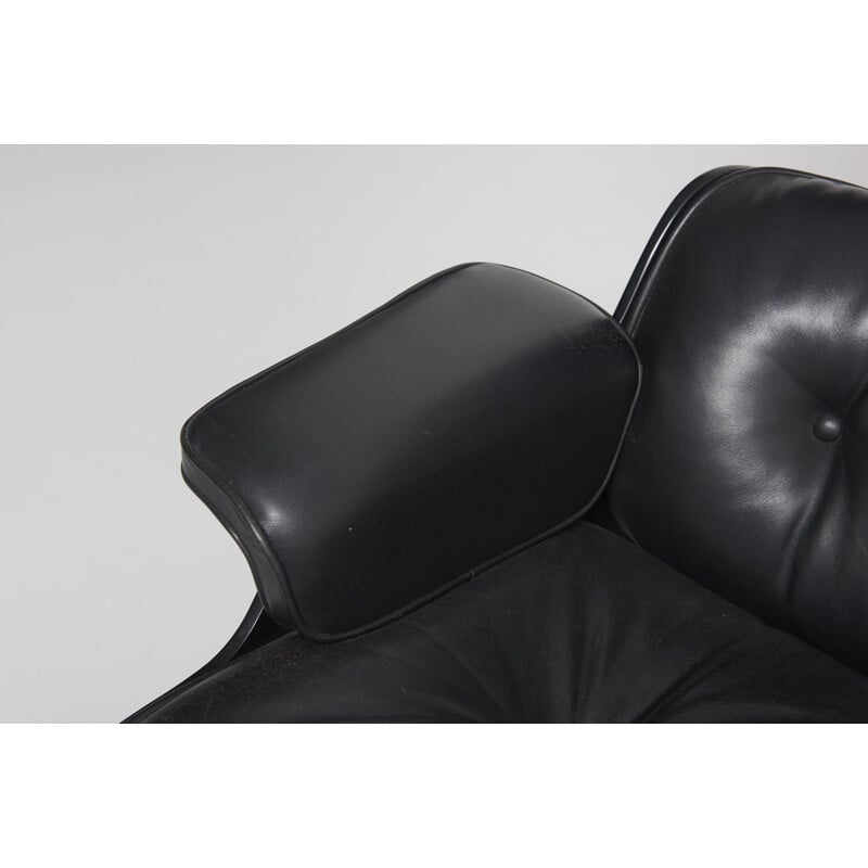 Vintage black Eames lounge chair by Charles and Ray Eames