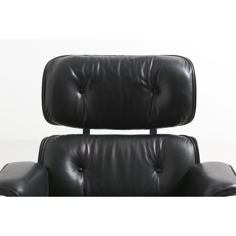 Vintage black Eames lounge chair by Charles and Ray Eames